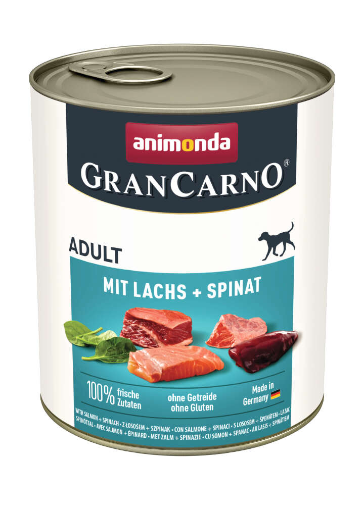 animonda Hunde-Nassfutter GranCarno Adult mit Lachs + Spinat